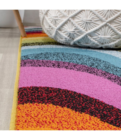 Flow Abstract Swirl Red/Yellow/Blue 3 ft. x 5 ft. Area Rug