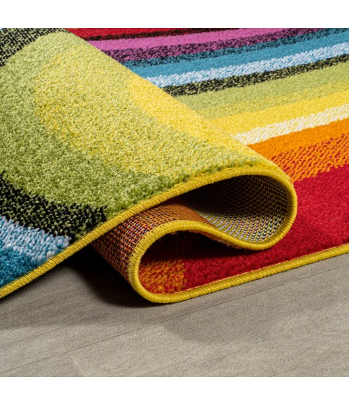 Flow Abstract Swirl Red/Yellow/Blue 2 ft. x 8 ft. Runner Rug