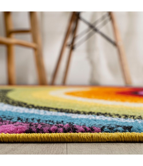 Flow Abstract Swirl Red/Yellow/Blue 2 ft. x 8 ft. Runner Rug