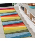 DAZZLE Area Rug Prism Geometric Striped Orange/Green/Blue 2 ft. x 8 ft. Runner Rug