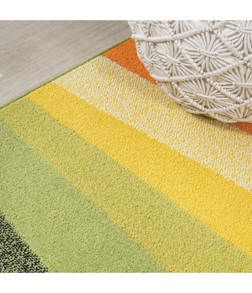 DAZZLE Area Rug Prism Geometric Striped Orange/Green/Blue 4 ft. x 6 ft. Area Rug