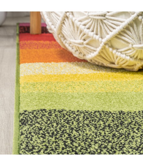 DAZZLE Area Rug Prism Geometric Striped Orange/Green/Blue 4 ft. x 6 ft. Area Rug
