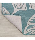 HAWAII Area Rug Tobago High-Low Two-Tone Monstera Leaf Blue/Ivory 5 ft. x 8 ft. Indoor/Outdoor Area Rug