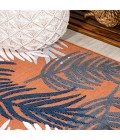 HAWAII Area Rug Montego High-Low Tropical Palm Orange/Navy/Ivory 5 ft. x 8 ft. Indoor/Outdoor Area Rug