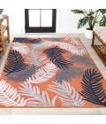 HAWAII Area Rug Montego High-Low Tropical Palm Orange/Navy/Ivory 5 ft. x 8 ft. Indoor/Outdoor Area Rug