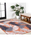 HAWAII Area Rug Montego High-Low Tropical Palm Orange/Navy/Ivory 5 ft. x 8 ft. Indoor/Outdoor Area Rug