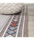 HAWAII Area Rug Sebastian High-Low Modern Diamond Border Brown/Ivory 3 ft. x 5 ft. Indoor/Outdoor Area Rug