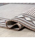 HAWAII Area Rug Sebastian High-Low Modern Diamond Border Brown/Ivory 2 ft. x 8 ft. Indoor/Outdoor Runner Rug