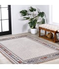 HAWAII Area Rug Sebastian High-Low Modern Diamond Border Brown/Ivory 3 ft. x 5 ft. Indoor/Outdoor Area Rug