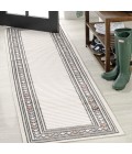 HAWAII Area Rug Sebastian High-Low Modern Diamond Border Ivory/Beige 2 ft. x 8 ft. Indoor/Outdoor Runner Rug