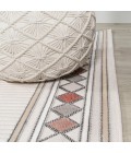 HAWAII Area Rug Sebastian High-Low Modern Diamond Border Ivory/Beige 4 ft. x 6 ft. Indoor/Outdoor Area Rug