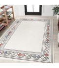 HAWAII Area Rug Sebastian High-Low Modern Diamond Border Ivory/Beige 4 ft. x 6 ft. Indoor/Outdoor Area Rug