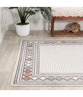 HAWAII Area Rug Sebastian High-Low Modern Diamond Border Ivory/Beige 4 ft. x 6 ft. Indoor/Outdoor Area Rug