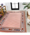 Sebastian High-Low Modern Diamond Border Orange/Ivory 5 ft. x 8 ft. Indoor/Outdoor Area Rug