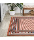 Sebastian High-Low Modern Diamond Border Orange/Ivory 5 ft. x 8 ft. Indoor/Outdoor Area Rug