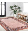 Sebastian High-Low Modern Diamond Border Orange/Ivory 5 ft. x 8 ft. Indoor/Outdoor Area Rug