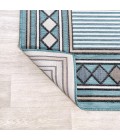 HAWAII Area Rug Sebastian High-Low Modern Diamond Border Blue/Ivory 5 ft. x 8 ft. Indoor/Outdoor Area Rug