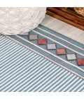 HAWAII Area Rug Sebastian High-Low Modern Diamond Border Blue/Ivory 5 ft. x 8 ft. Indoor/Outdoor Area Rug