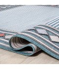 HAWAII Area Rug Sebastian High-Low Modern Diamond Border Blue/Ivory 2 ft. x 8 ft. Indoor/Outdoor Runner Rug