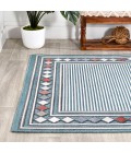 HAWAII Area Rug Sebastian High-Low Modern Diamond Border Blue/Ivory 5 ft. x 8 ft. Indoor/Outdoor Area Rug