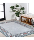 HAWAII Area Rug Sebastian High-Low Modern Diamond Border Blue/Ivory 5 ft. x 8 ft. Indoor/Outdoor Area Rug