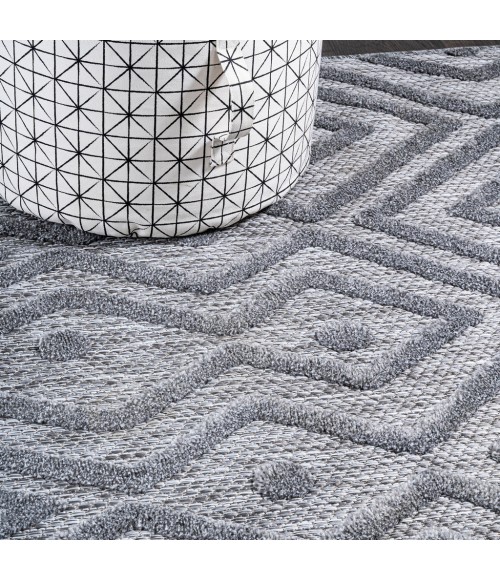 Balansat Moroccan Diamond Dark Gray 5' Round Indoor/Outdoor Area Rug