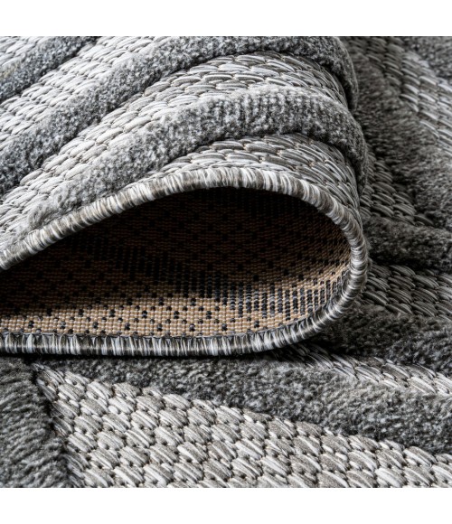 Balansat Moroccan Diamond Dark Gray 5' Round Indoor/Outdoor Area Rug