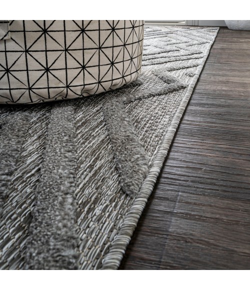 Balansat Moroccan Diamond Dark Gray 5' Round Indoor/Outdoor Area Rug