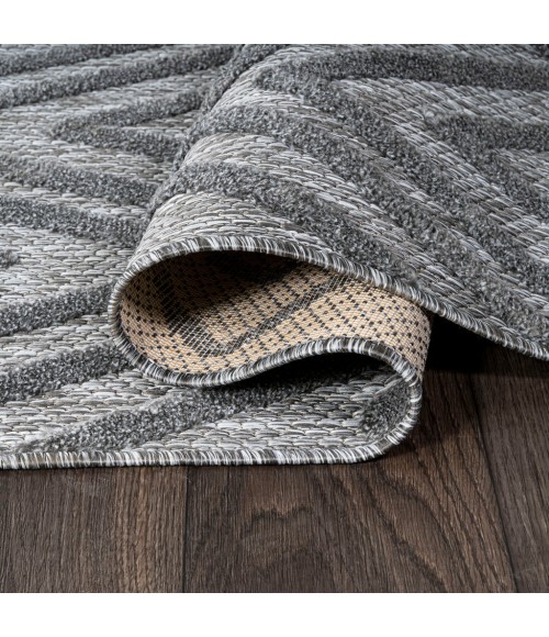 Balansat Moroccan Diamond Dark Gray 5' Round Indoor/Outdoor Area Rug