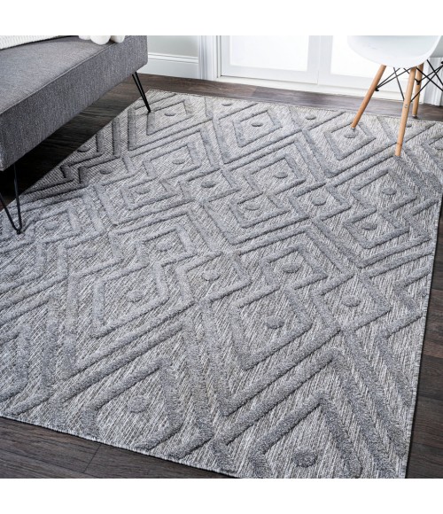 Balansat Moroccan Diamond Dark Gray 8 ft. x 10 ft. Indoor/Outdoor Area Rug