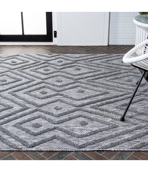 Balansat Moroccan Diamond Dark Gray 8 ft. x 10 ft. Indoor/Outdoor Area Rug