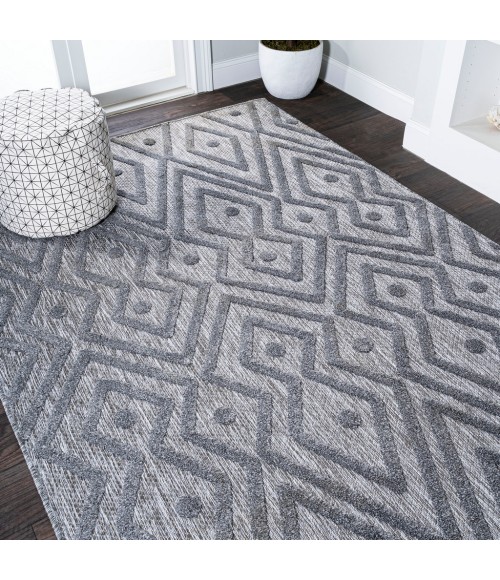 Balansat Moroccan Diamond Dark Gray 8 ft. x 10 ft. Indoor/Outdoor Area Rug