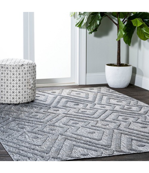 Balansat Moroccan Diamond Dark Gray 8 ft. x 10 ft. Indoor/Outdoor Area Rug