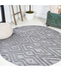 Balansat Moroccan Diamond Dark Gray 5' Round Indoor/Outdoor Area Rug
