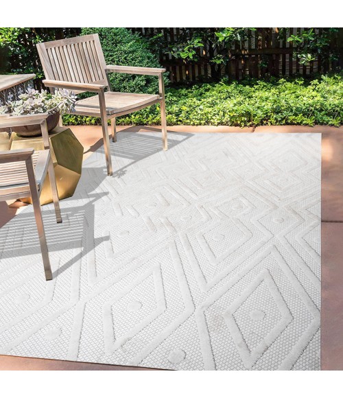 Balansat Moroccan Diamond Ivory 5 ft. x 8 ft. Indoor/Outdoor Area Rug