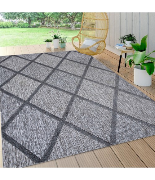 Salines Diamond Trellis Dark Gray 8 ft. x 10 ft. Indoor/Outdoor Area Rug