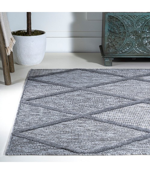 Salines Diamond Trellis Dark Gray 8 ft. x 10 ft. Indoor/Outdoor Area Rug