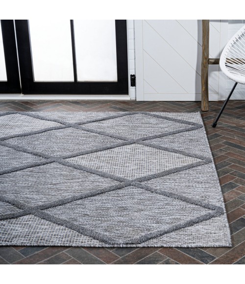 Salines Diamond Trellis Dark Gray 8 ft. x 10 ft. Indoor/Outdoor Area Rug