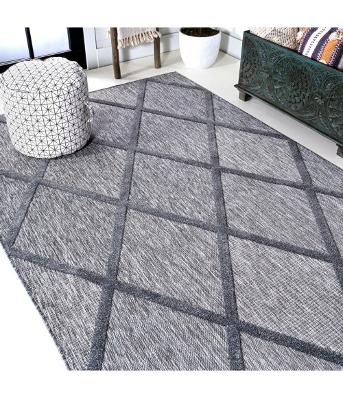 Salines Diamond Trellis Dark Gray 8 ft. x 10 ft. Indoor/Outdoor Area Rug