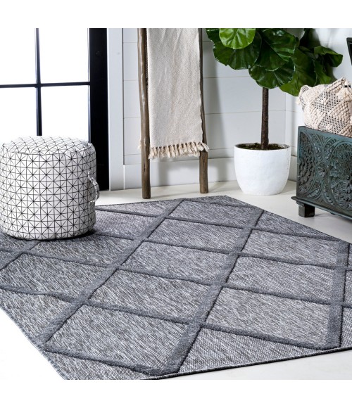 Salines Diamond Trellis Dark Gray 8 ft. x 10 ft. Indoor/Outdoor Area Rug