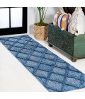 IBIZA Area Rug Salines Diamond Trellis Navy 2 ft. x 8 ft. Indoor/Outdoor Runner Rug