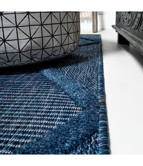 IBIZA Area Rug Salines Diamond Trellis Navy 2 ft. x 8 ft. Indoor/Outdoor Runner Rug