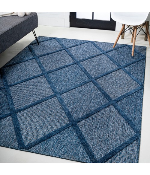 IBIZA Area Rug Salines Diamond Trellis Navy 3 ft. x 5 ft. Indoor/Outdoor Area Rug