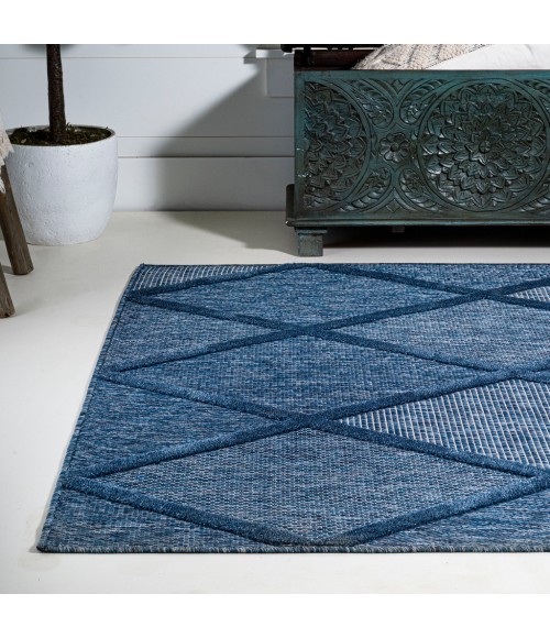 IBIZA Area Rug Salines Diamond Trellis Navy 3 ft. x 5 ft. Indoor/Outdoor Area Rug