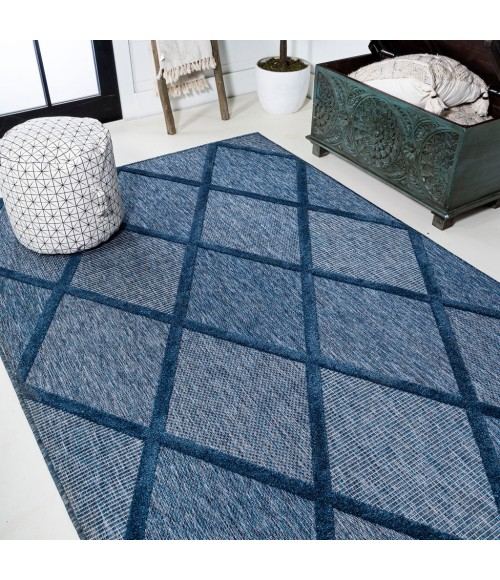 IBIZA Area Rug Salines Diamond Trellis Navy 3 ft. x 5 ft. Indoor/Outdoor Area Rug