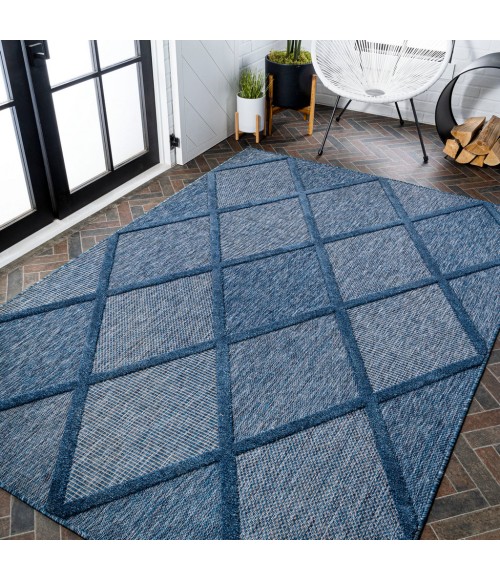 IBIZA Area Rug Salines Diamond Trellis Navy 3 ft. x 5 ft. Indoor/Outdoor Area Rug