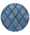 Salines Diamond Trellis Navy 5' Round Indoor/Outdoor Area Rug