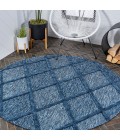 Salines Diamond Trellis Navy 5' Round Indoor/Outdoor Area Rug