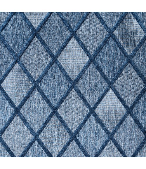 Salines Diamond Trellis Navy 5' Square Indoor/Outdoor Area Rug