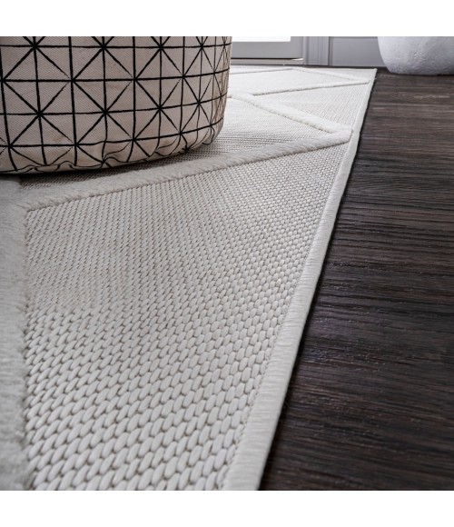 IBIZA Area Rug Salines Diamond Trellis Ivory 2 ft. x 8 ft. Indoor/Outdoor Runner Rug